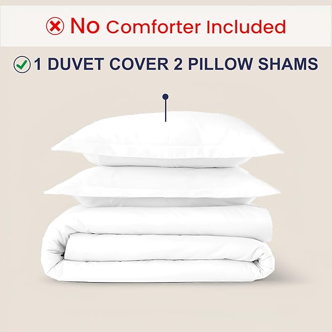 Kotton Culture 3 Pc Queen Size Duvet Cover Set -100% Egyptian Cotton Sateen 600 Thread Count Ultra Soft Premium Durable Comforter Cover Zipper Closure & Corner Ties (White, Queen/Full 90" X 90")
