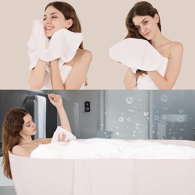 White Bathroom Towels Set of 4, 35x70 Inches Oversized Bath Towels Extra Large Microfiber Shower Towels Textured Ultra Soft Absorbent Quick Dry Towel Bath Sheets for Adults Bathroom Hotel Spa