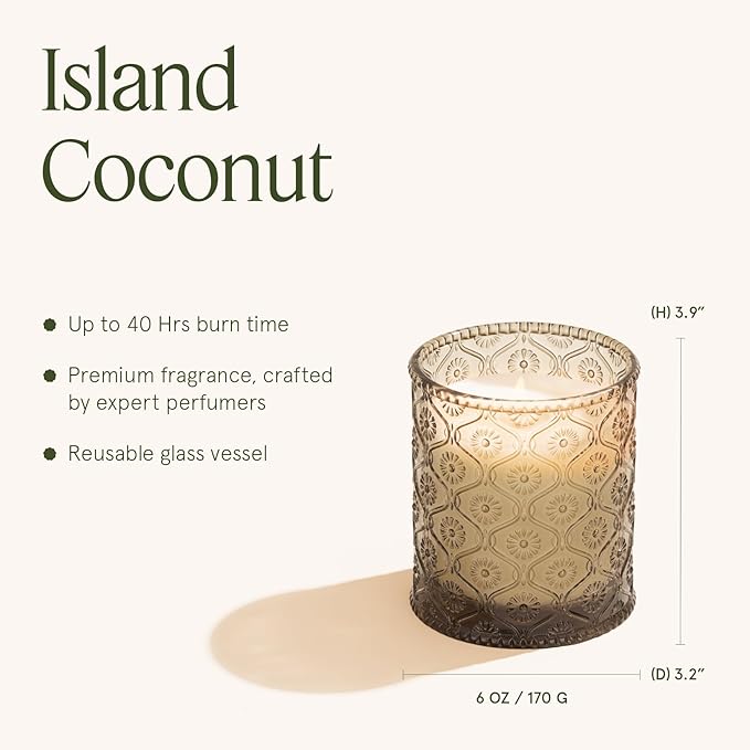 LA JOLIE MUSE Vanilla Coconut Scented Candles, Island Coconut Candles for Home Scented, Luxury Candles Gifts for Women, Natural Soy Wax Candle, 6 oz 40 Hours Burn
