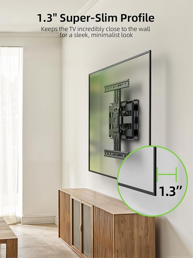 USX MOUNT Ultra Slim TV Wall Mount 37-75 Inch TVs Mount with Swivel and Tilt, Low Profile Full Motion Bracket with Articulating Dual Arms, Up to VESA 400X400 mm Max 16" Wood Studs, Holds 99lbs