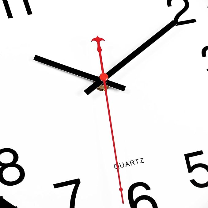 Foxtop 14 Inch Wall Clock Modern Silent Non-Ticking Quartz Battery Operated Round Analog Classic Black Wall Clock for Classroom School Office Living Room Bedroom Home