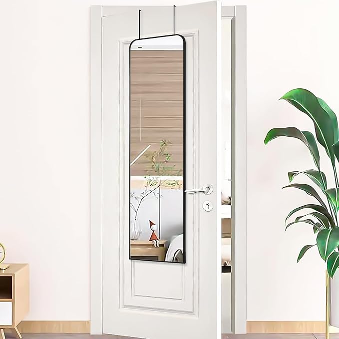 47x14 Mirror Full Body Length Back Door Hanging Wall Mounted Metal Frame Make-up Rectangle Dressing Mirrors for Bedroom Bathroom Living Room 47 14 inch Black