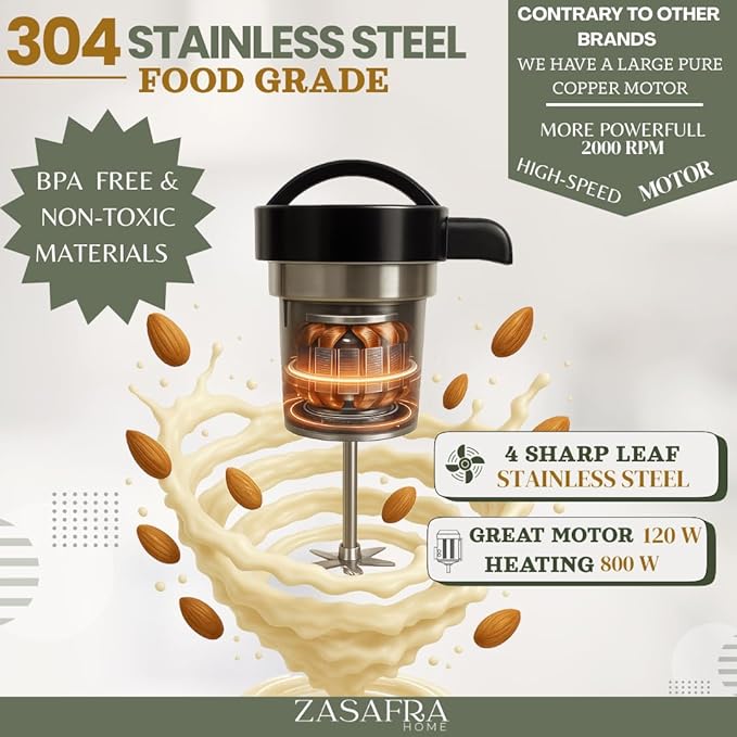 Upgraded 50oz Nut Almond Milk Maker Machine (Built-in Strainer Filter), 7 in 1 Multifunctional, Creamy Homemade Soy, Oat, Coconut, Plant Based Milks and Non-Dairy Beverages, 5-6 Cups per Batch