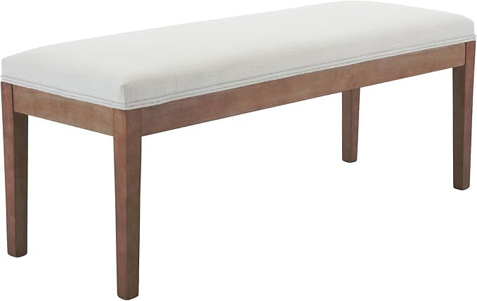 Upholstered Entryway Bench Farmhouse Shoe Benches for Hallway Porch Bedroom Bench for End of Bed Dining Bench for Dining Table Dining Room Kitchen Window with Wood Legs, Linen, Beige