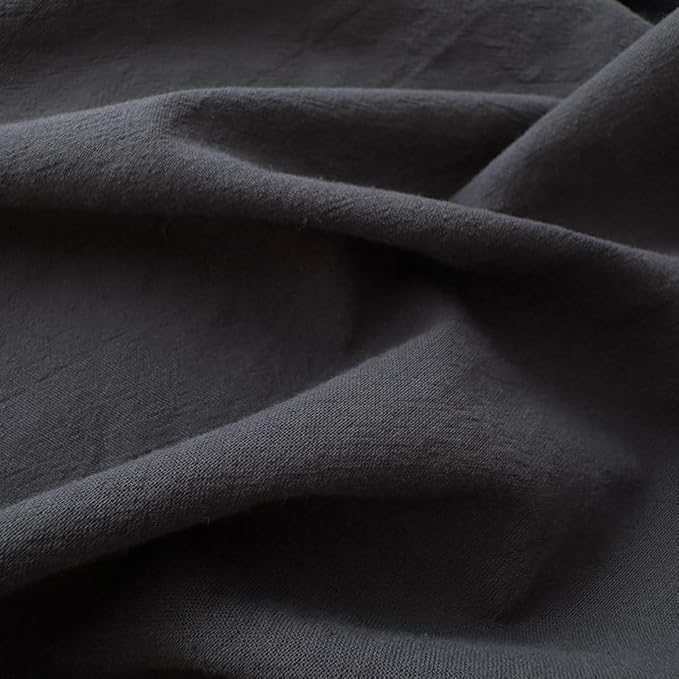 FACE TWO FACE Bedding Duvet Cover Set100% Washed Cotton Duvet Cover Linen Like Textured Breathable Durable Soft Comfy (King, Volcanic Black)