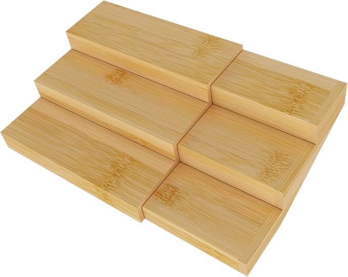 Spice Rack, Bamboo Spice Rack Kitchen Cabinet Organizer Expandable - Bamboo 3 Tier Figurine Display Shelf, Adjustable 3 Tier Spice Racks