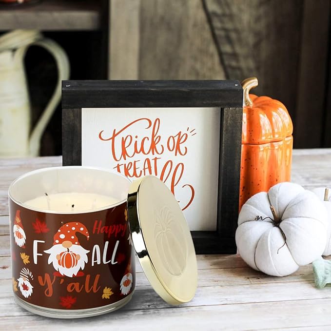 Fall Candle, Pumpkin Vanilla Candles, Pumpkin Scented Candle, Autumn Large 3 Wicks for Home, 14 oz