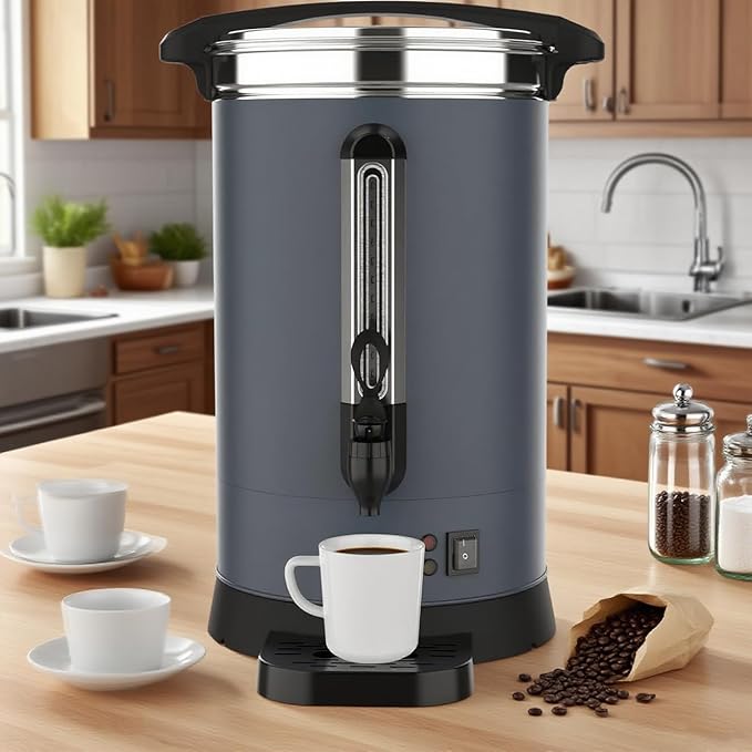 90 Cups Coffee Urn,14L Gallon Double Wall Commerical Coffee Maker for Buffet Catering Wedding Gathering,Large Capacity Hot Coffee Dispenser,Stainless Steel Hot Water Urn
