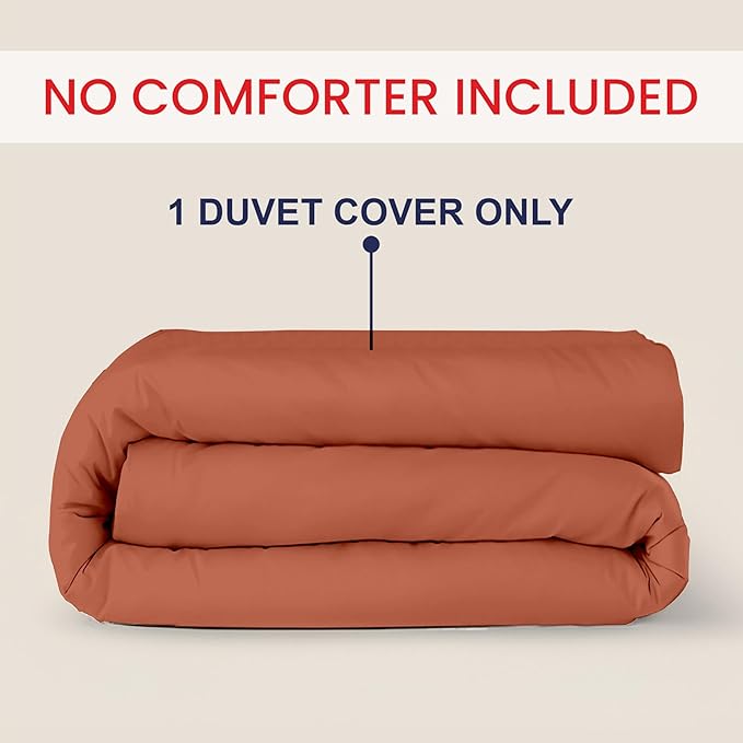 Kotton Culture 120"x120" 1 Pc Super King Plus/Super Oversize King Duvet Cover Only 100% Egyptian Cotton 600 TC Comforter Cover Zipper Closure & Corner Ties -Fits Only Extra Large Inserts -Burnt Orange