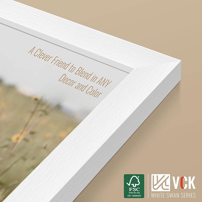 VCK 16x24 Poster Frame Set of 4 - White, Gallery-Quality Wood Picture Frames, 1.1-Inch Wide Border, Polished Plexiglass, Vertical or Horizontal Wall Display for Photo/Art/Prints, White