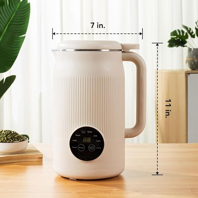 8-in1 Multifunction 40oz Nut Milk Maker Blender for Homemade Soy, Almond, Oat, Coconut, Plant Based Milks and Non-Dairy Beverages. Delayed Start, Automatic Cleaning, Boils Water, Keeps Drinks Warm.