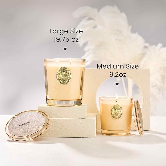 M&SENSE Natural Soy Candle | Banana Leaf & Gold | 9.2 oz, 50H Burn Time | Luxury Scented Candle for Relaxation, Gifting, Home Décor | Ideal for Bedroom, Office, Party Ambiance