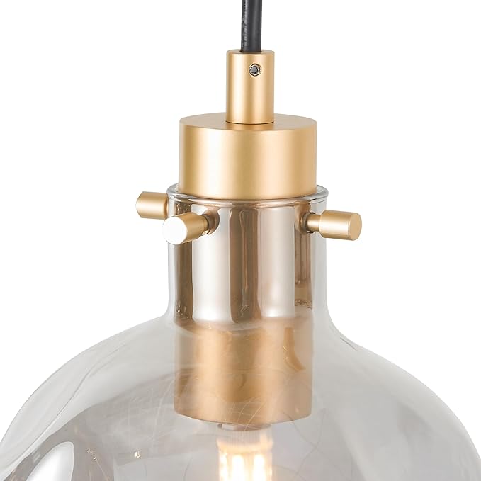 Pendant Lights Kitchen Island Organic Globe Smoky Color Modern Blown Glass Kit Adjustable Cord Hanging Light Fixtures Table Bar Dining Room Counter Bedroom Diameter 5.9 Inch