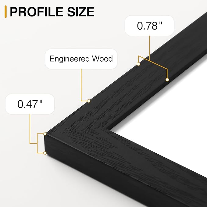 Vittanly Picture Frames Set of 14, Gallery Wall Frame Set with 2Pcs 11x14, 6Pcs 8x10 and 6Pcs 5x7 Photo Frames, Picture Frames Collage Wall Decor for Wall or Tabletop Display, Black