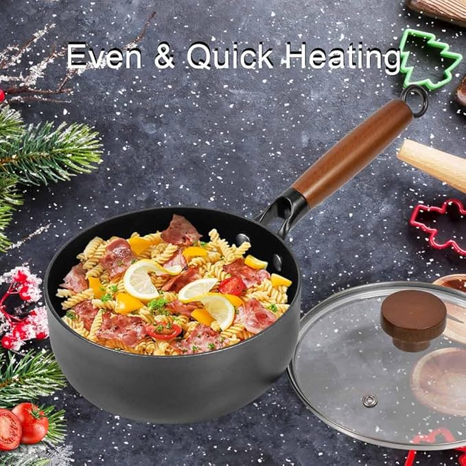 AUDANNE Nonstick Pots and Pans Set, 9 Pieces Non Stick Kitchen Cookware, Cooking Skillets Include Frying Pan with Lid, Saucepan, Casserole, Spoon, Turner Spatula, PFOA Free for Induction, Black