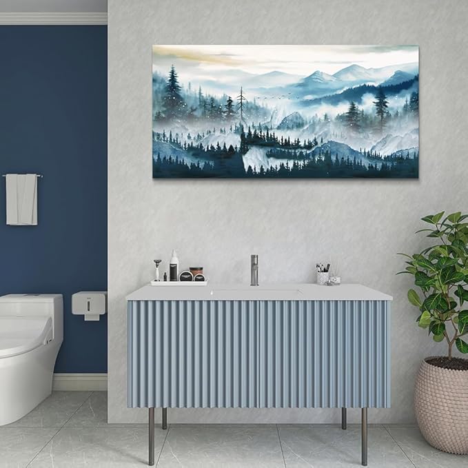 Wapluam Abstract Framed Wall Art For Living Room Large Wall Decor For Bedroom Office Inspiration Pictures Fog forest Wall Painting Canvas Art Prints Artwork Modern Ready To Hang Home Decorations