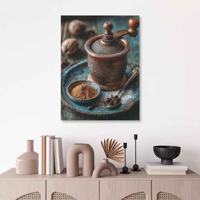 RPSIRVFO Painting Spices Oil Art Unframed Decor Spices with copper grinder Suitable for decorating bedrooms living rooms kitchens corridors bathrooms and dorm