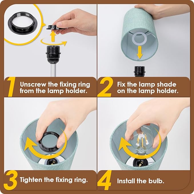 Yarra-Decor Bedside Lamp with USB Port - Touch Control Table Lamp for Bedroom 3 Way Dimmable Nightstand Lamp with Round Denim Fabric Shade for Living Room, Dorm, Home Office (LED Bulb Included)