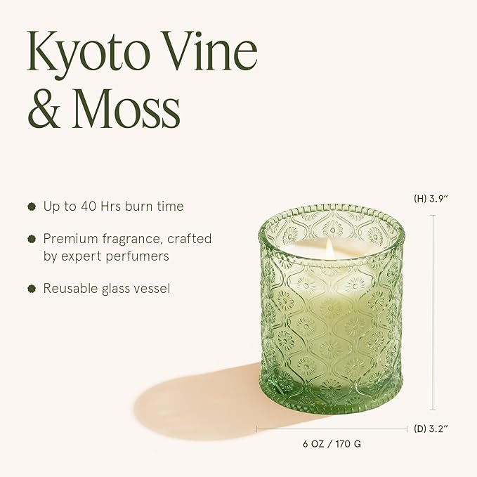LA JOLIE MUSE Kyoto Vine & Moss Scented Candles, Vine Candles for Home Scented, Natural Soy Wax Candle, Candles Gifts for Women, 6 oz 40 Hours Burn