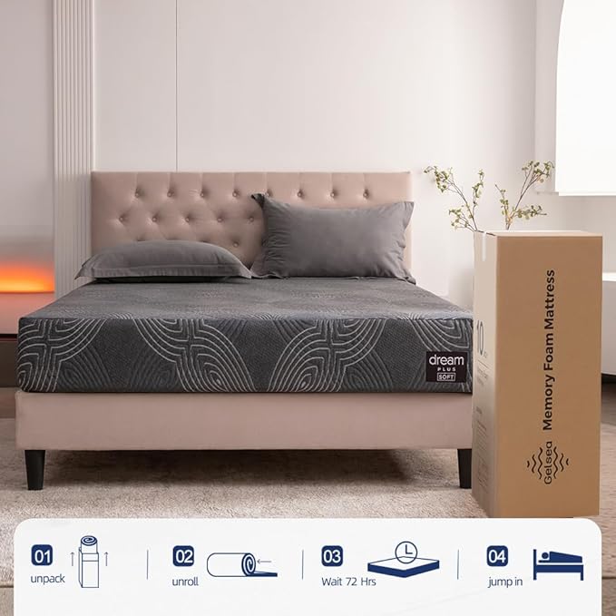 10 Inch Memory Foam Mattress in a Box,Gel Memory Foam for Cool Sleep&Pressure Relief,Made in USA,CertiPUR-US Certified,King Size Bed,80" X 76" X 10"