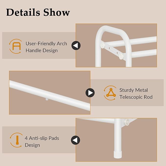 Shoe Rack for Closet, 3 Tier Shoe Organizer, 28“ Metal Shelf Can Expandable to 42“, for Closet, Entryway, Bedroom, Garage, Adjustable to 18 Pairs Shoes, White