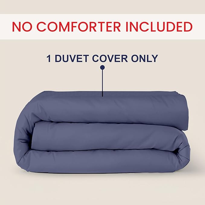 Kotton Culture 1 Pc Twin Size Duvet Cover Only -100% Egyptian Cotton Sateen 600 TC Ultra Soft Premium Durable Comforter Cover Zipper Closure & Corner Ties (Mediterranean Blue,Twin/Twin XL 68" X 90")