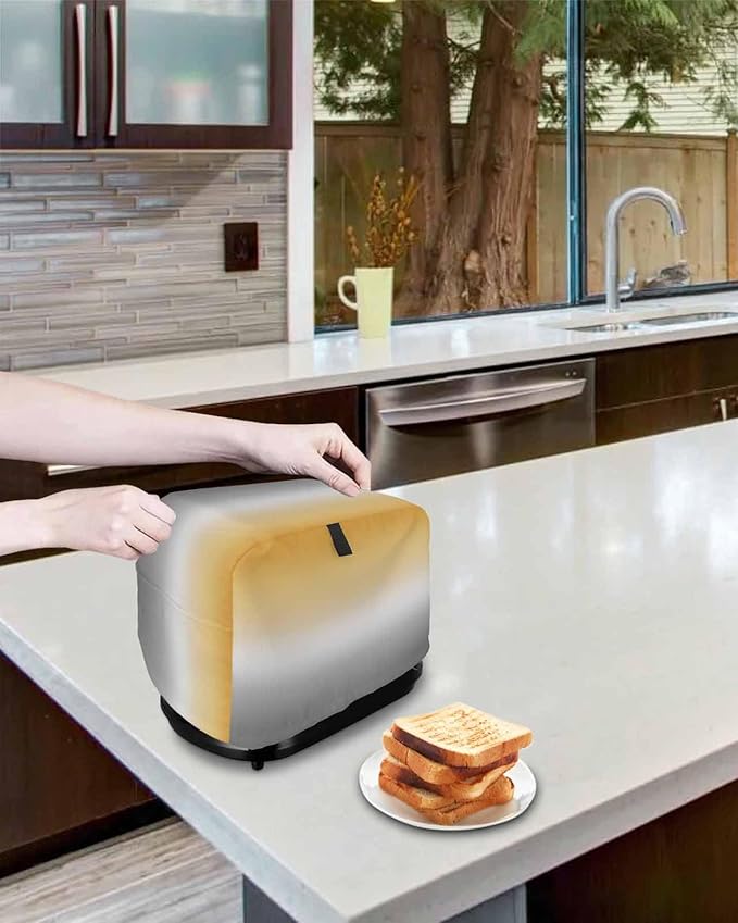 Toaster Cover 2 Slice Yellow and Grey Ombre Toaster Oven Cover with Pockets Gradient Color Dustproof Bakeware Protector Small Kitchen Appliance Dust Covers and Fingerprint Protection for Women