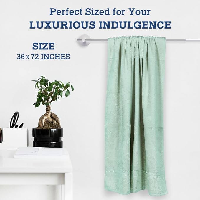Casa Lino Bath Sheets Set Extra Large - 100% Cotton Extra Large Bath Towels - Highly Absorbent & Quick Dry Oversized Towels for Adults - 60" x 30" - Pack of 2 - (Light Sage Green)