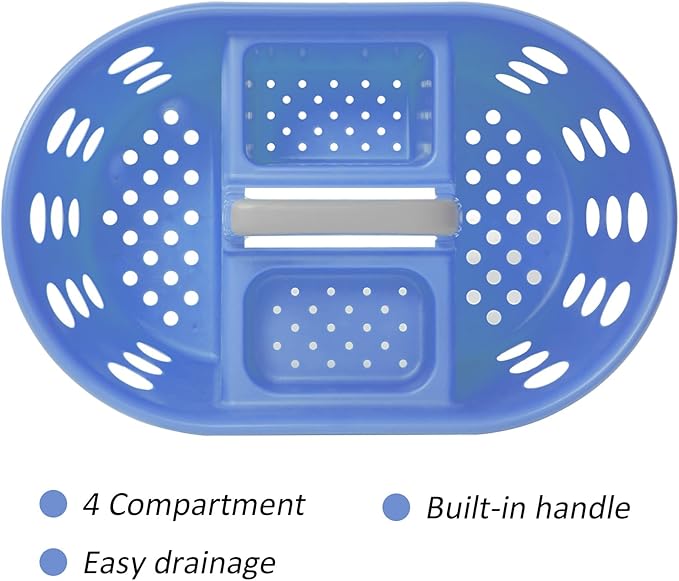 Large Shower Caddy Portable 2PC - Made in USA Plastic Jumbo Size Dorm Storage Candy Tote with Handle Shower Organizer for Bathroom, Pantry, Kitchen, College Dorm, Periwinkle