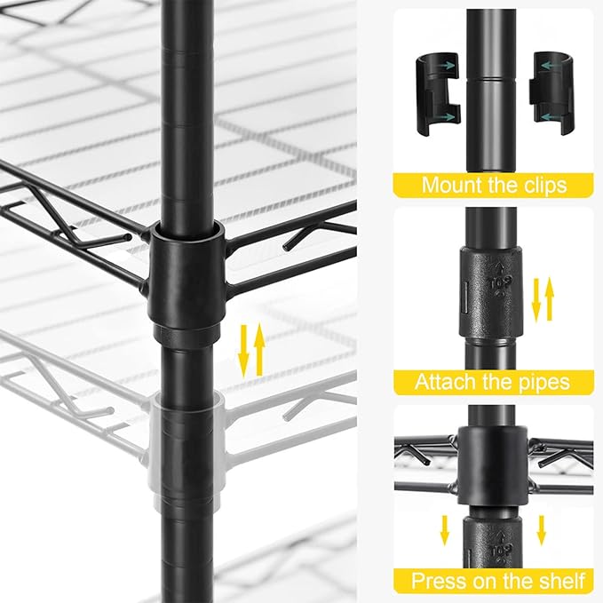 5 Tier Shelves Storage, Wire Shelf Unit, Standing Adjustable Metal Shelves Organizer, Storage Racks for Restaurant Garage Pantry Kitchen Garage23.6" x 13.8" x 59"