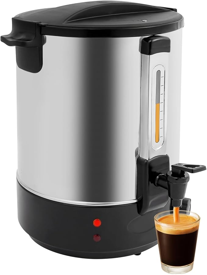 Electric Hot Water Dispenser 240 Cups Commercial Coffee Percolator & Beverage Dispenser w/Temperature Control, Stainless Steel Coffee Urn for Coffee & Tea