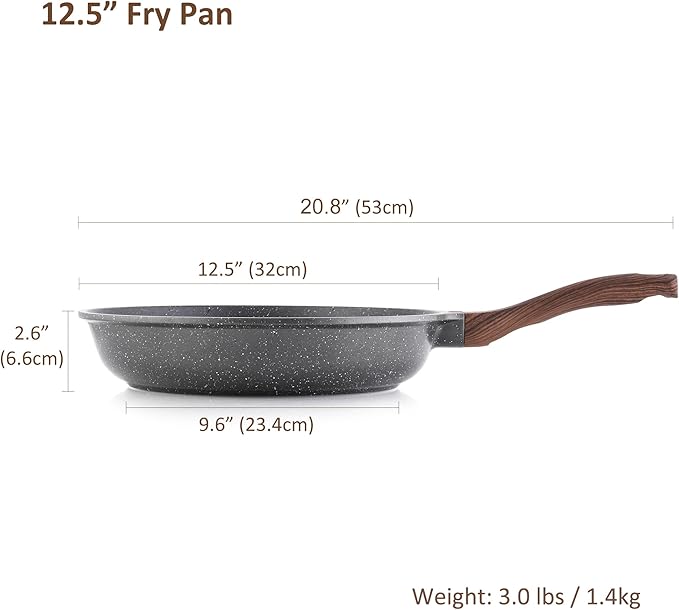 SENSARTE 12.5 Inch Nonstick Frying Pan Skillet, Swiss Granite Coating Omelette Pan, Healthy Stone Cookware, PFOA Free