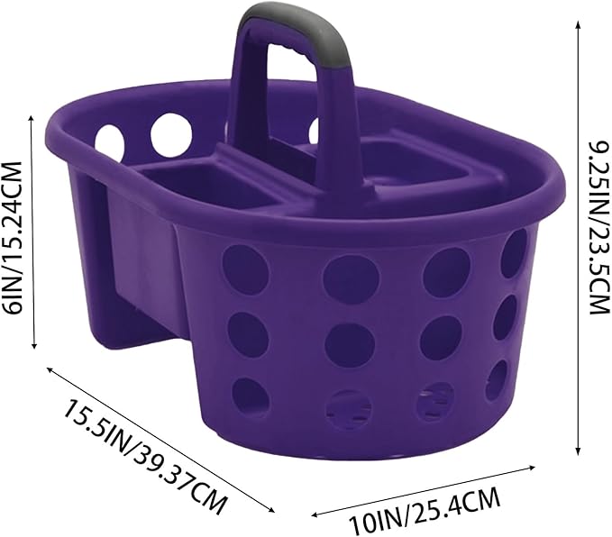 Large Shower Caddy Portable 2PC - Made in USA Plastic Jumbo Size Dorm Storage Candy Tote with Handle Shower Organizer for Bathroom, Pantry, Kitchen, College Dorm, Purple