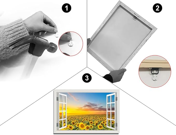 Sunflower Wall Art Decor Flower Canvas Pictures for Living Room Rustic Painting for Wall Window Style Sunset Art Prints for Bedroom Nature Floral Landscape Artwork for Home Office Kitchen Decorations,