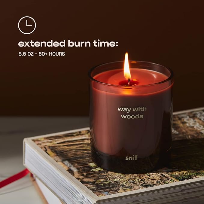 Way with Woods Luxury Scented Candle by Snif, Inviting, Crisp Scent, 50+ Hours, 100% Cotton Fiber Wicks, Soy Wax Blend, Non-Toxic, Vegan, 8.5 oz