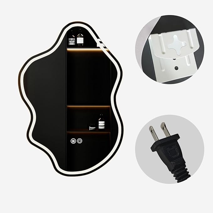 32"x 22" Irregular LED Bathroom Mirror with Lights,Cloud Smart LED Mirror for Bathroom,Dimmable Lighted Bathroom Mirror with Anti-Fog, Backlit and Front Lighted Asymmetrical Vanity Mirror