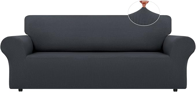 LURKA Stretch Oversized Sofa Slipcovers 1 Piece Couch Covers for 3 Cushion Couch Sofa Furniture Protector Full Sofa Covers with Elastic Bottom for Kids and Pet (X-Large, Dark Grey)