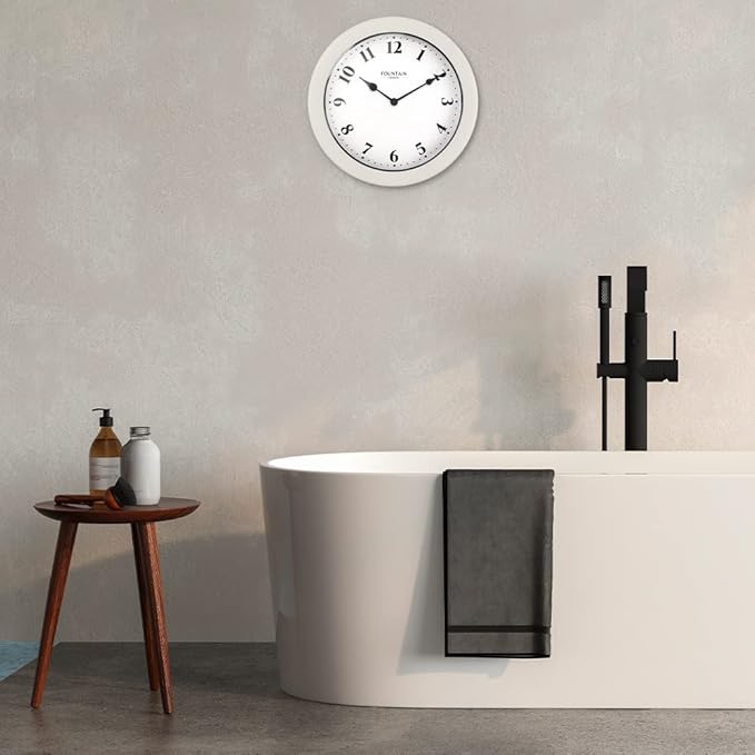 8.26" Nordic Indoor/Outdoor Clock, Waterproof & Dustproof, Modern Style, Snowberry White Color (Qualified for Bathroom and All Outdoor Area)