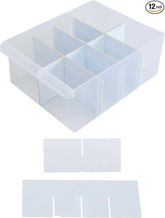 (12-Pack) Large Drawer Configurable Dividers compatible with Craftsman, ArtBin Craft Storage Cabinets, (12 Width + 3 Length Dividers), (Dividers Only)