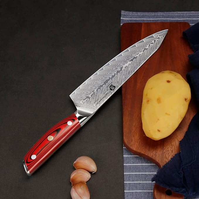 WILDMOK Damascus Chef Knife, 8 Inch Professional chef's knives, Japanese Ultra Sharp Kitchen Knife Full Tang G10 Handle, Japanese damascus knife Including Gift Box