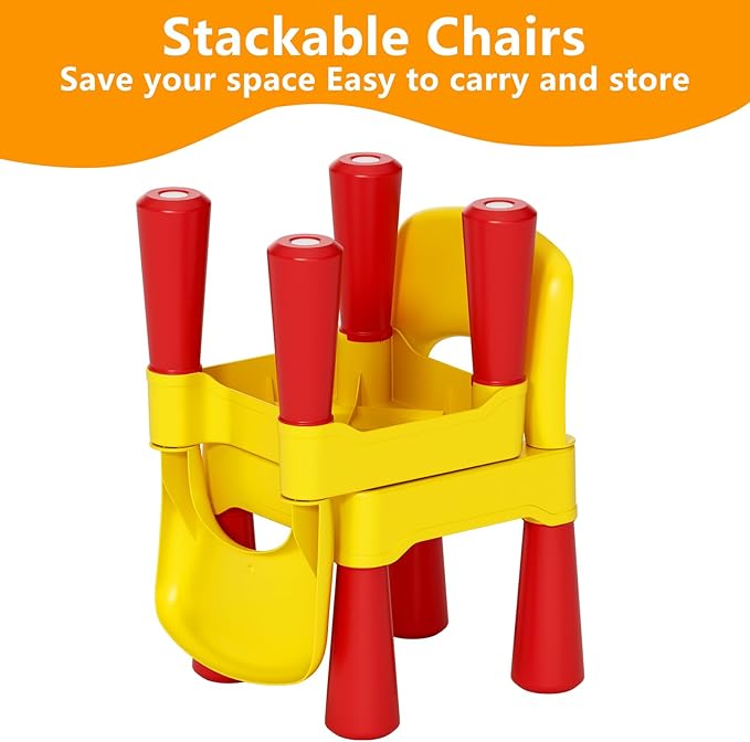 burgkidz Plastic Toddler Chair, Durable and Lightweight, 9.3" Height Seat, Indoor or Outdoor Use for Boys Girls for 18+ Months (Yellow)