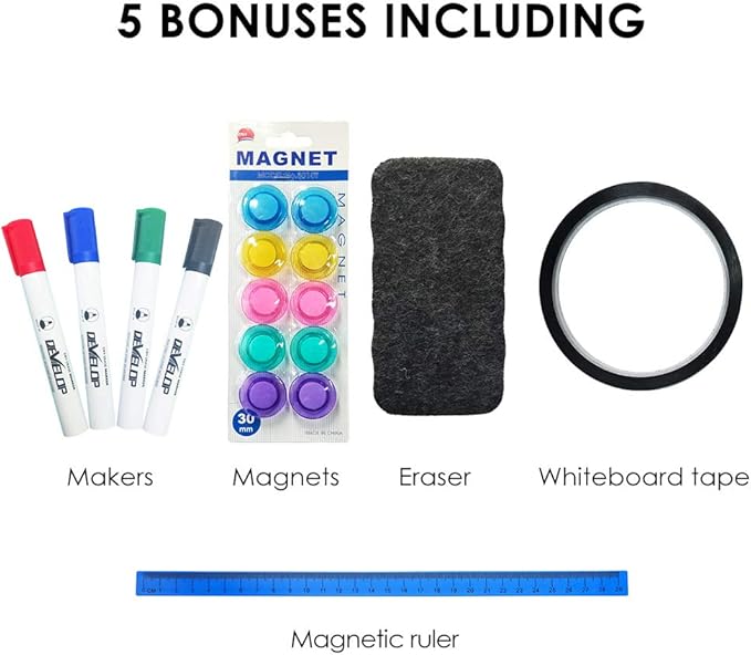 DEVELOP Magnetic Mobile White Board with Stand, 36 x 24 Inches, Rolling Double Sided Dry Erase Board on Wheels, Small Writing Standing Whiteboard Easel Easy Flip for Home, Office & School