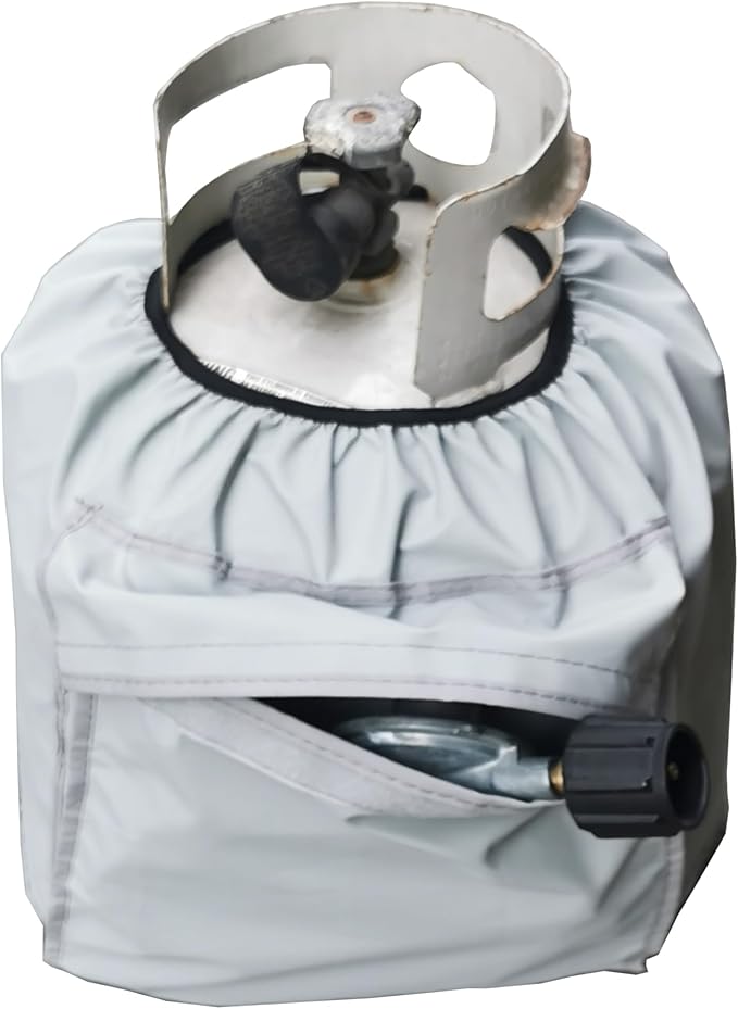 ATYARD Heavy Duty Propane Tank Cover Fits Standard 20 lb Tank Cylinder, UV and Weather Resistant , with Storage Pocket Gray