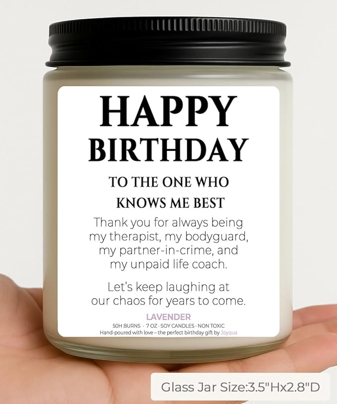 Birthday Gifts for Women – Funny 7oz Lavender Candle, Best Friend Birthday Gifts for Women Unique, Thoughtful Gift for BFF, Soul Sister, Coworker, or Classmate, White