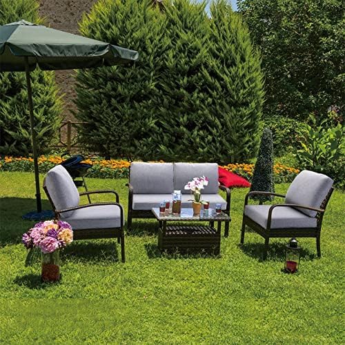 JMGBird Outdoor Cushion Tufted Pillow, Deep Seat Outdoor Chair Cushion 22"x22" Patio Cushions for Outdoor Furniture Grey