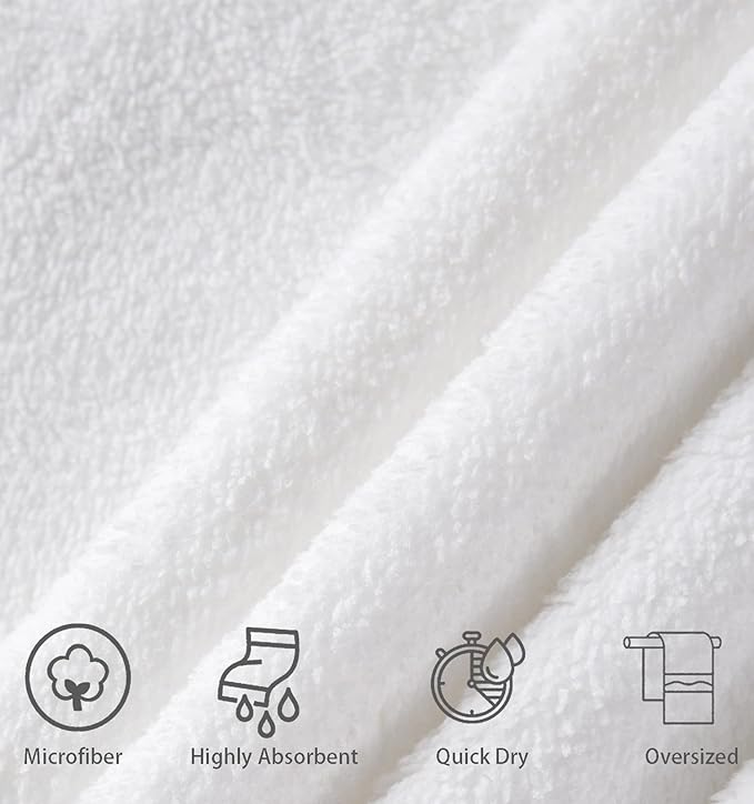 MINCHI 8 Piece Bath Towels Set, 600 GSM Absorbent Bathroom Towel for Home and Hotel Oversize Sheet Towel, 2 Large Bath Towels 35x70 inches, 2 Hand Towels,4 Wash Cloths, White