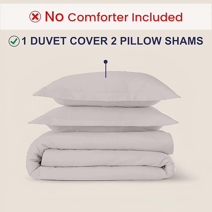 Kotton Culture 120"x120" 3 Pc Super King Plus/Super Oversize King Duvet Cover Set 100% Egyptian Cotton - 600 TC Comforter Cover,Zipper Closure & Corner Ties -Fits Only Extra Large Inserts -Light Grey