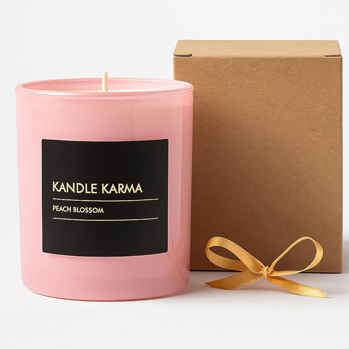 Luxury Soy Wax Candle, Peach Bloosom Scented Candle Gifts for Women, Non-Toxic, Highly Scented & Long Lasting Upto 45 Hours Burning Time Natural Large Aromatherapy Bathroom Candles: 25 Oz