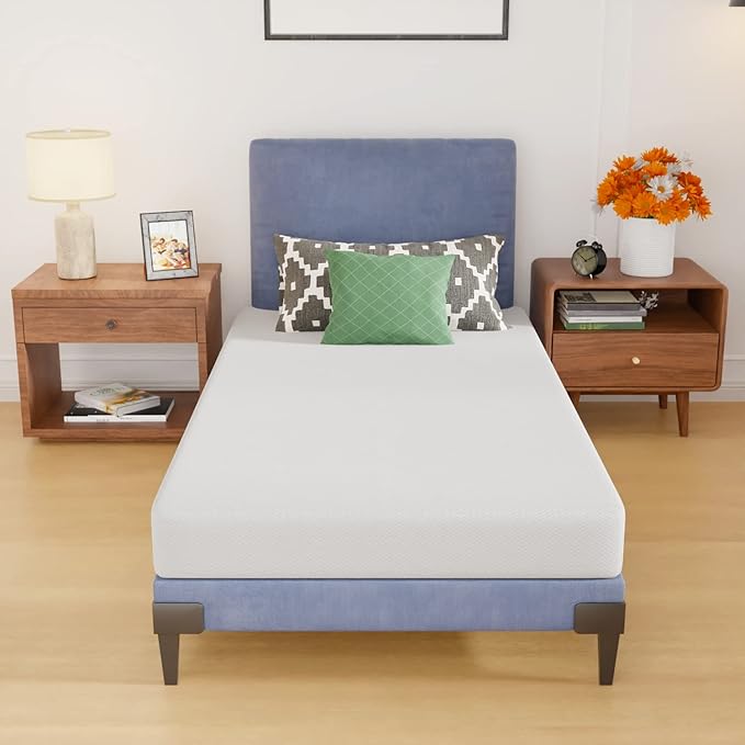 PayLessHere Twin Size Mattress,6 Inch Gel Memory Foam Mattress in a Box,Medium-Firm,Pressure Relief&Temperature Regulation,CertiPUR-US Certified,Fiberglass Free,White