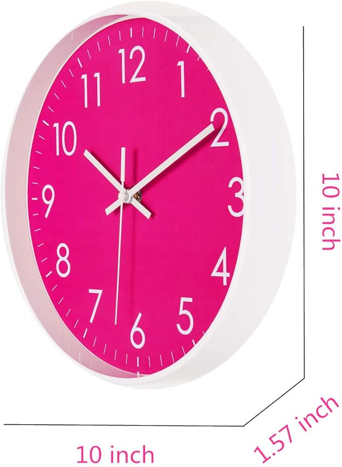 10-Inch Modern Simple Wall Clock Indoor Silent Non-Ticking Quartz Quiet Sweep Movement Battery Operated Wall Clock for Office/Kitchen/Bedroom/School Decorative